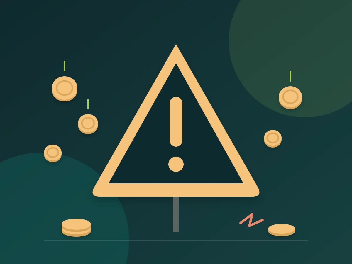 Illustration: warning sign with falling coins