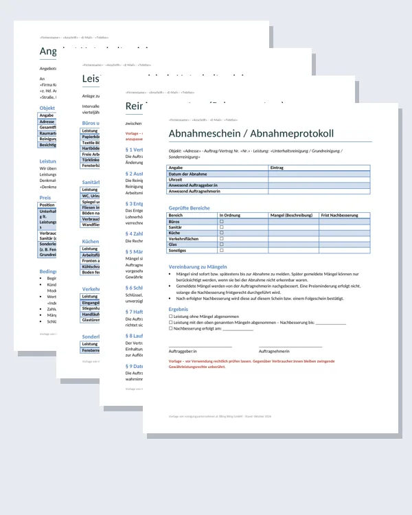 Preview: Cleaning template pack (Word)